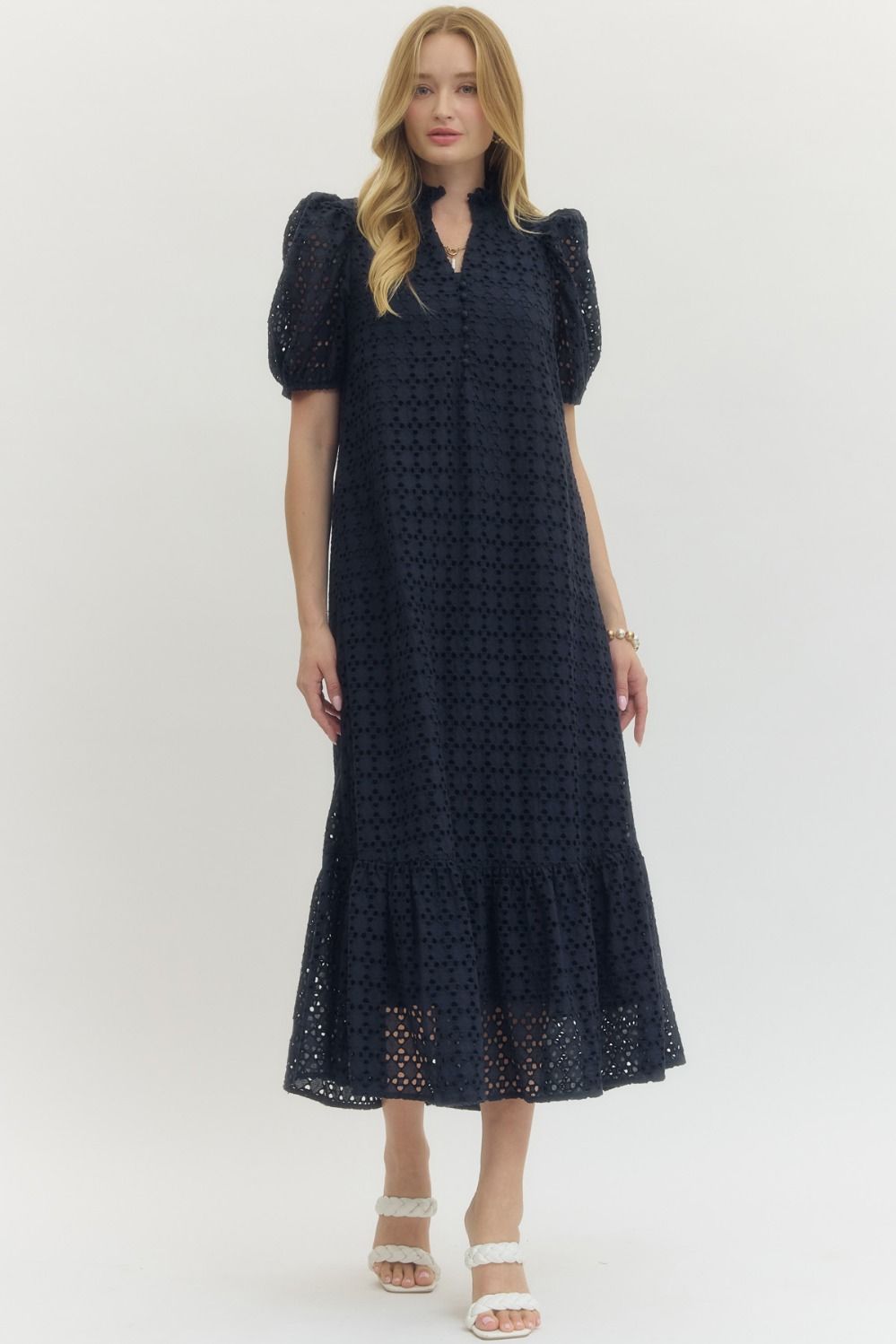 Birdie Navy Lace Maxi Dress - She Chester