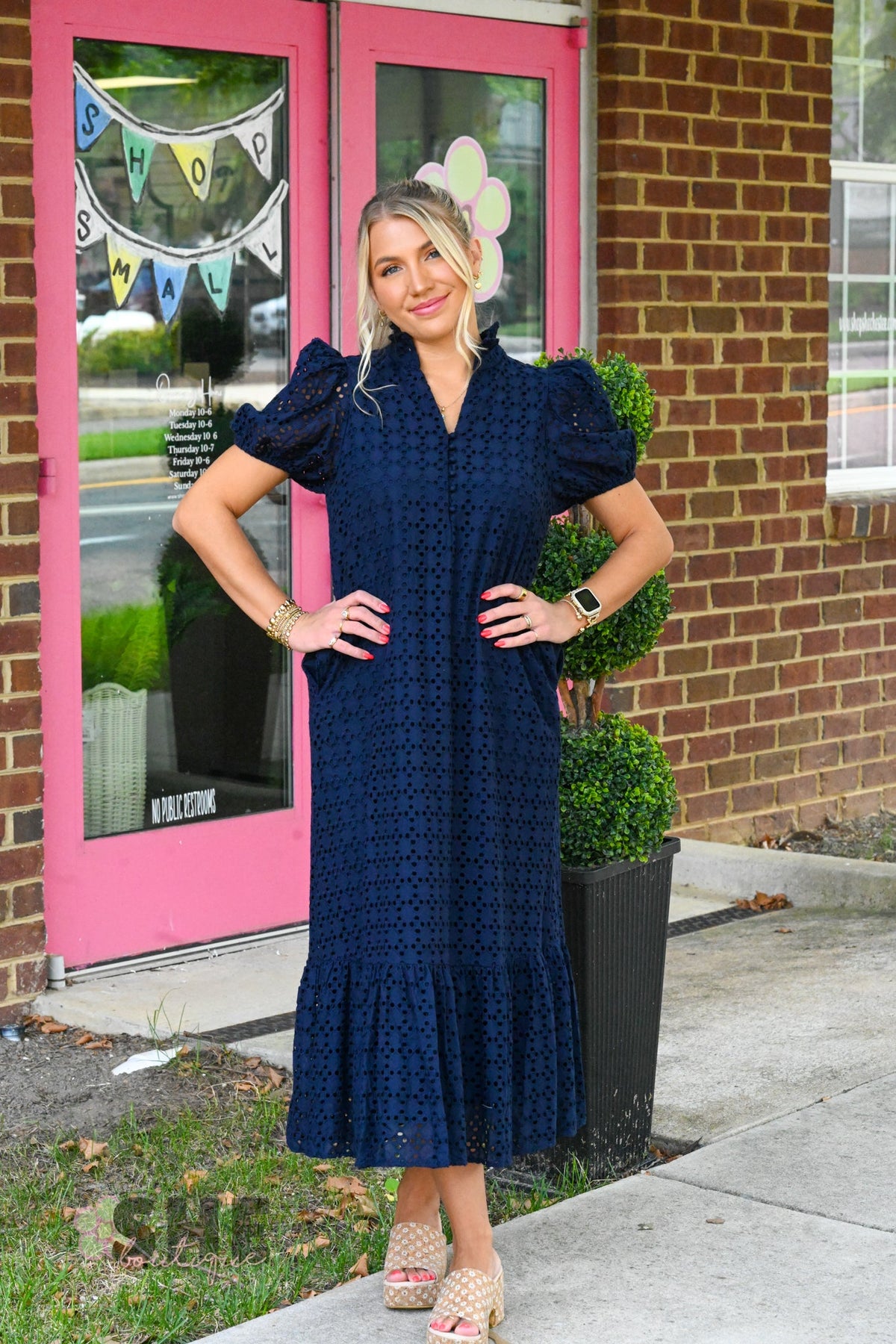 Birdie Navy Lace Maxi Dress - She Chester