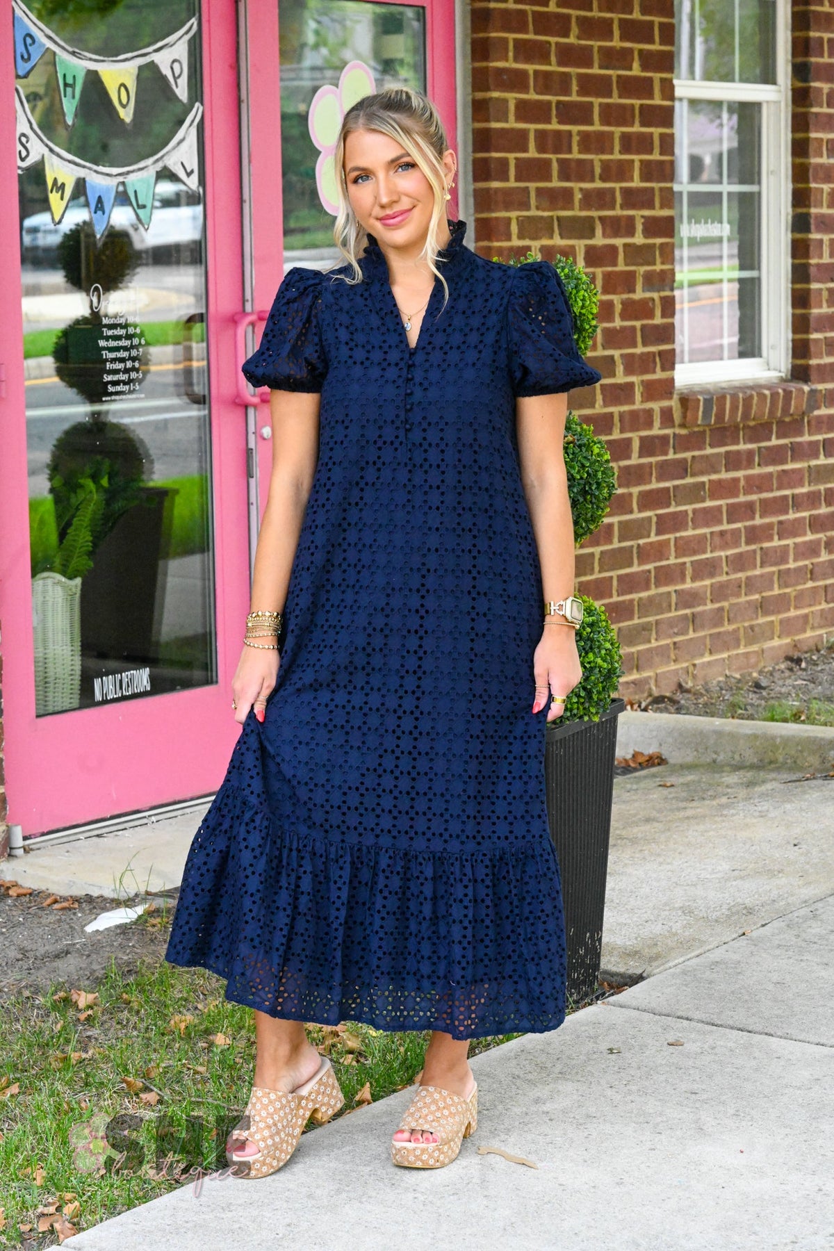 Birdie Navy Lace Maxi Dress - She Chester