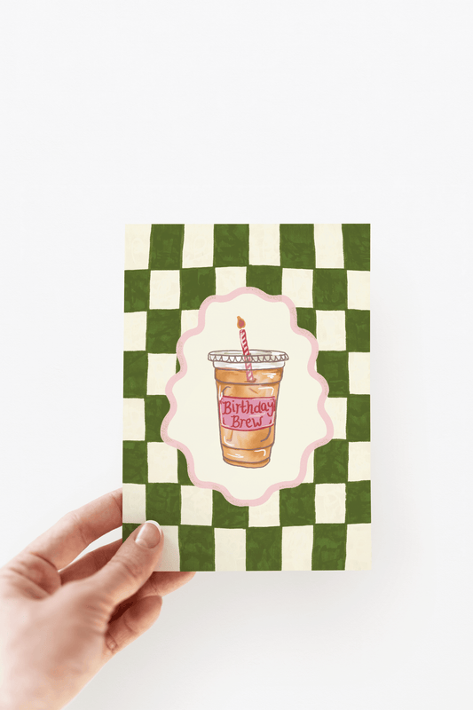 Birthday Brew Iced Coffee Coquette Caffeine Greeting Card - She Chester