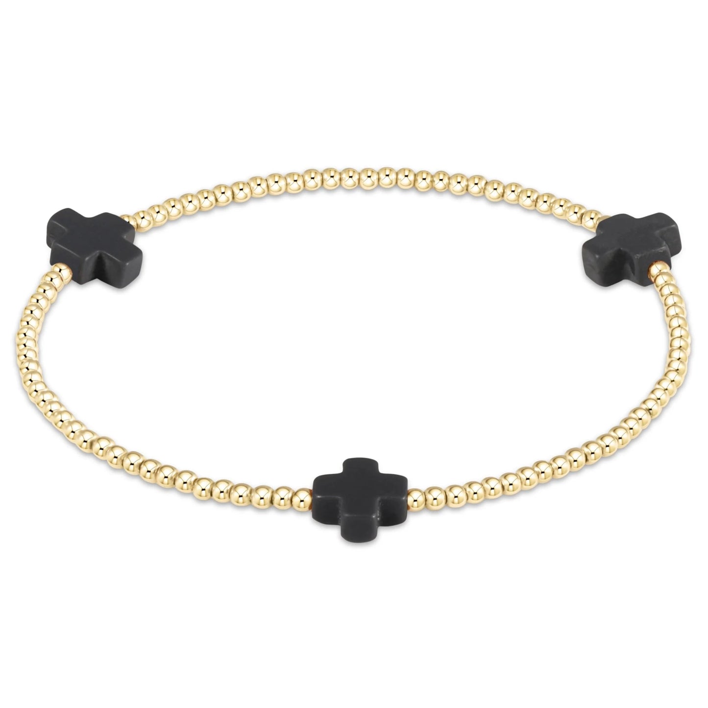 Black 2mm Gold Signature Cross - She Chester