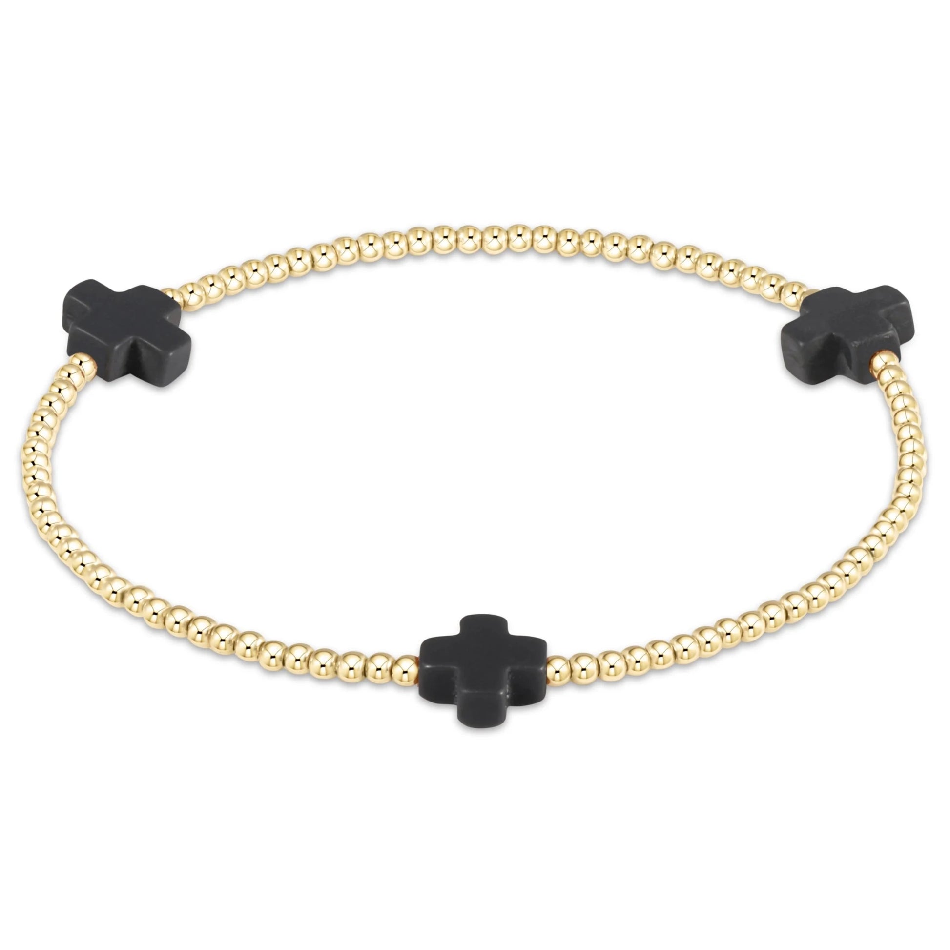 Black 2mm Gold Signature Cross - She Chester