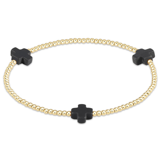 Black 2mm Gold Signature Cross - She Chester