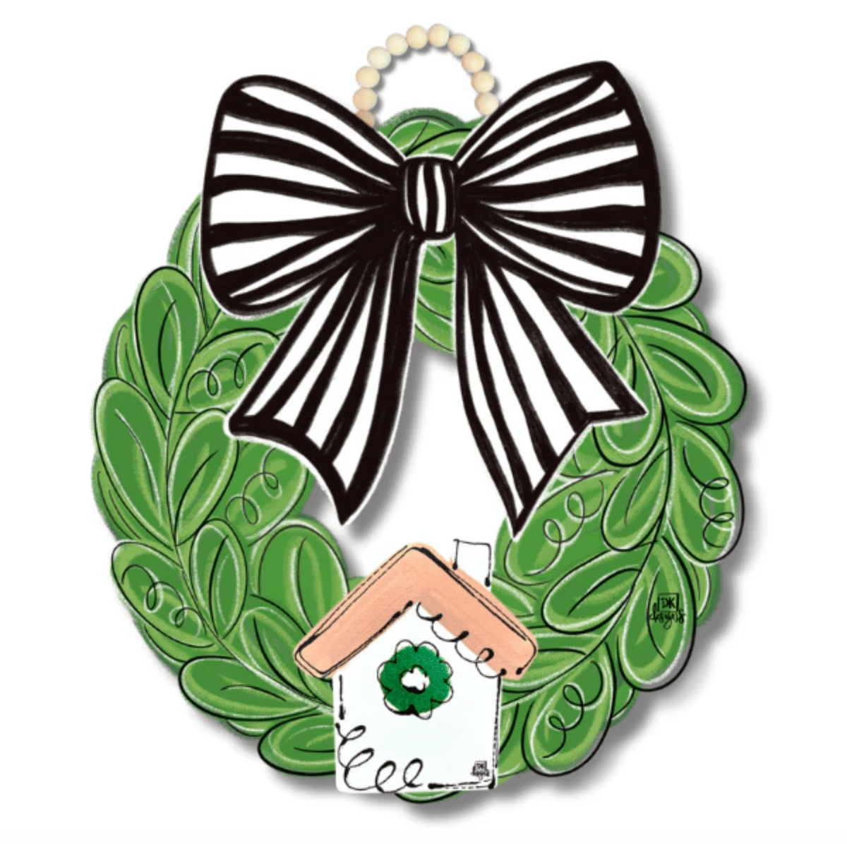 Black and White Bow Wreath Hanger - She Chester
