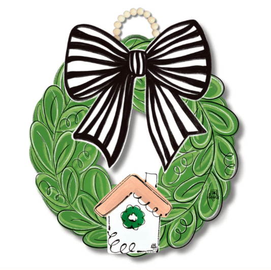 Black and White Bow Wreath Hanger - She Chester