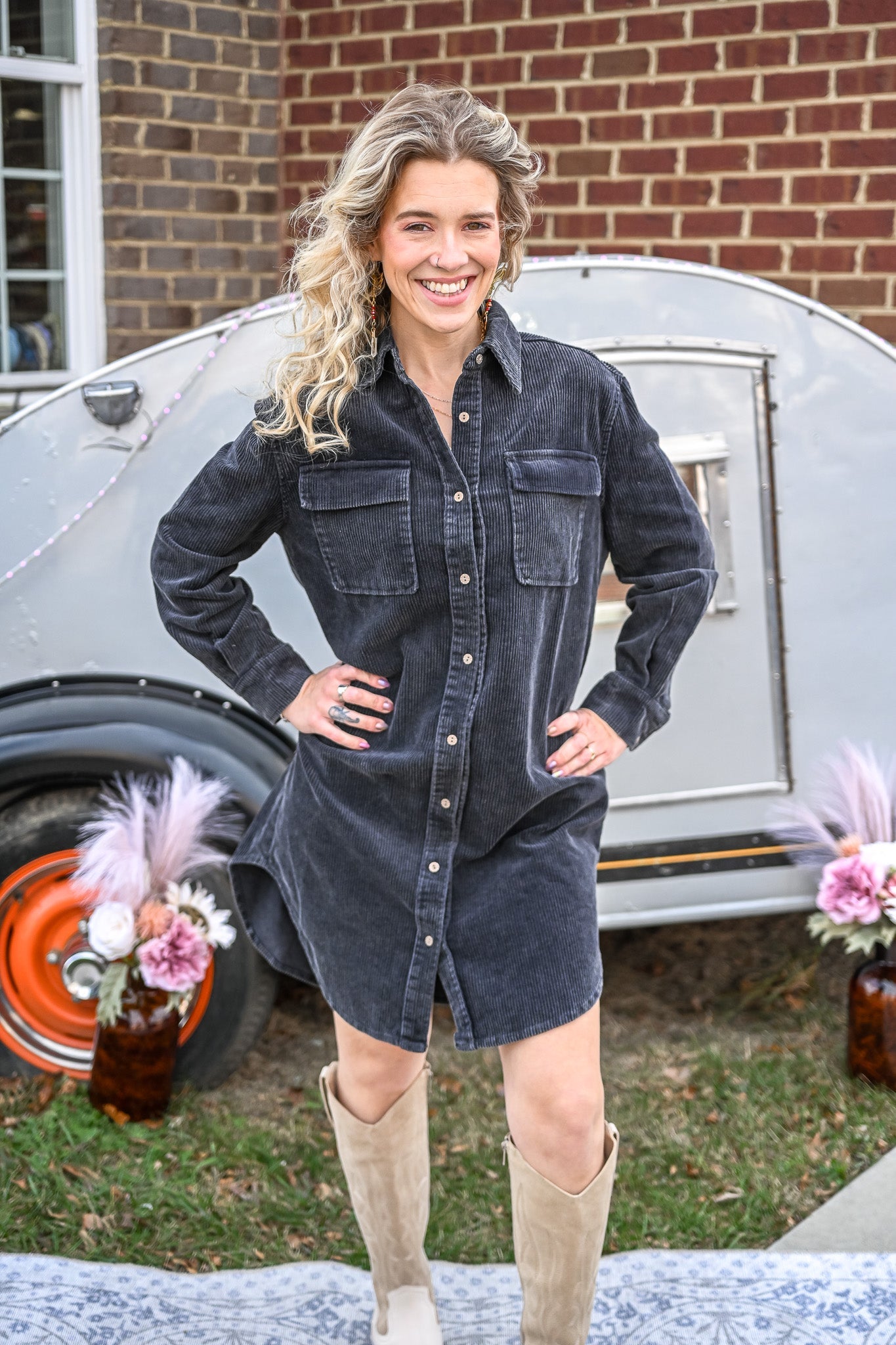 Black Corduroy Duster - She Chester