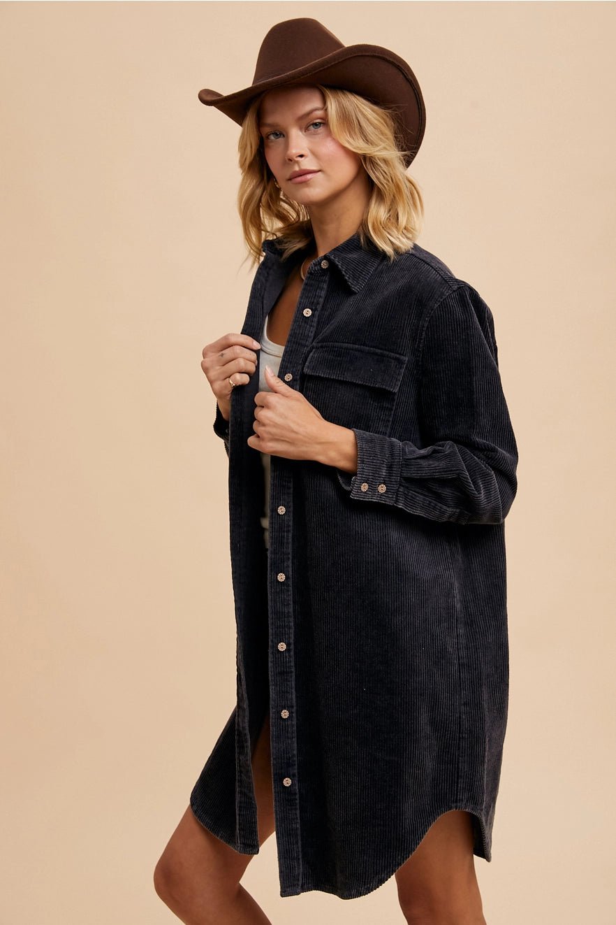 Black Corduroy Duster - She Chester