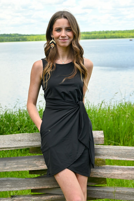 Black Kira Cabo Wrap Dress - She Chester