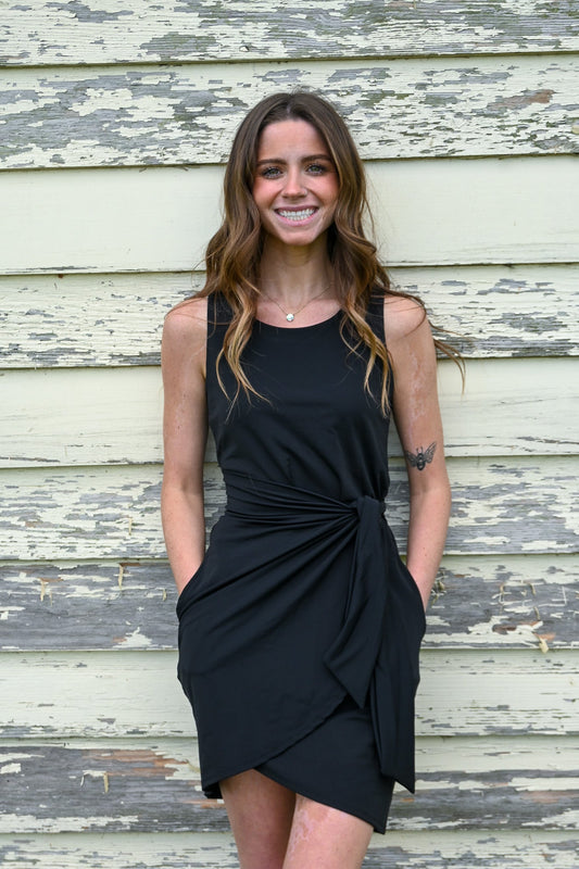 Black Kira Cabo Wrap Dress - She Chester