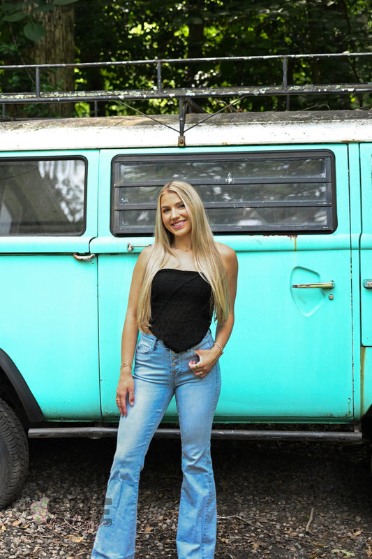 Black Lace Bandana Top - She Chester