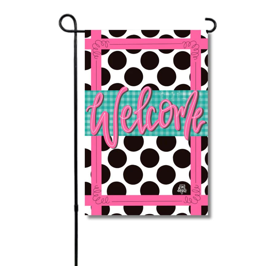 Black Polka Dot Gingham Welcome Garden Glam - She Chester