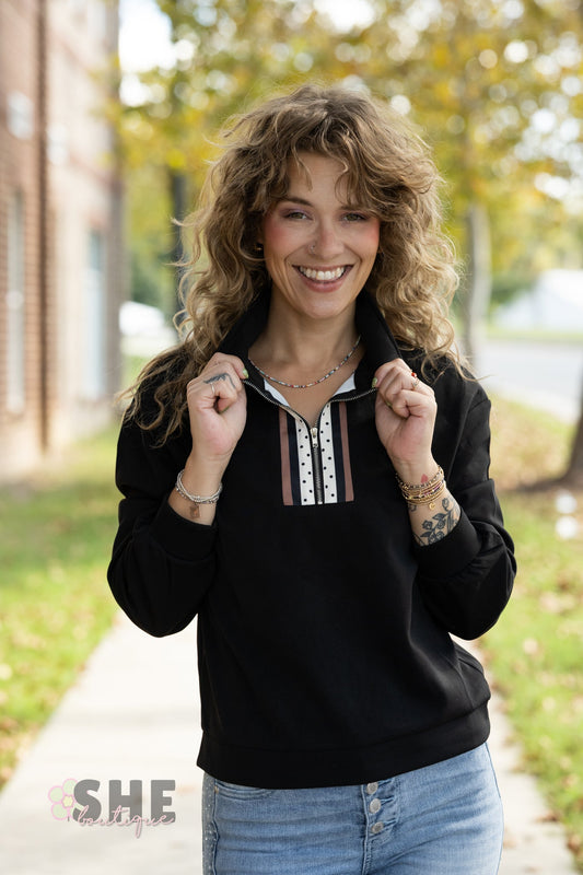 Black Polka Dot Pullover - She Chester