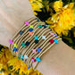 Black Small Signature Cross Gold Pattern 2mm Bracelet - She Chester