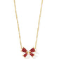 BLAIR BOW SMALL SHORT PENDANT NECKLACE GOLD BRIGHT RED DRUSY - She Chester