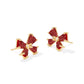 BLAIR BOW SMALL STUD EARRINGS GOLD BRIGHT RED DRUSY - She Chester
