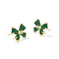 BLAIR BOW SMALL STUD EARRINGS GOLD EMERALD DRUSY - She Chester