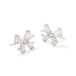 BLAIR BOW SMALL STUD EARRINGS SILVER IRIDESCENT DRUSY - She Chester