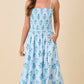 Blaire Blue Flower Midi Dress - She Chester