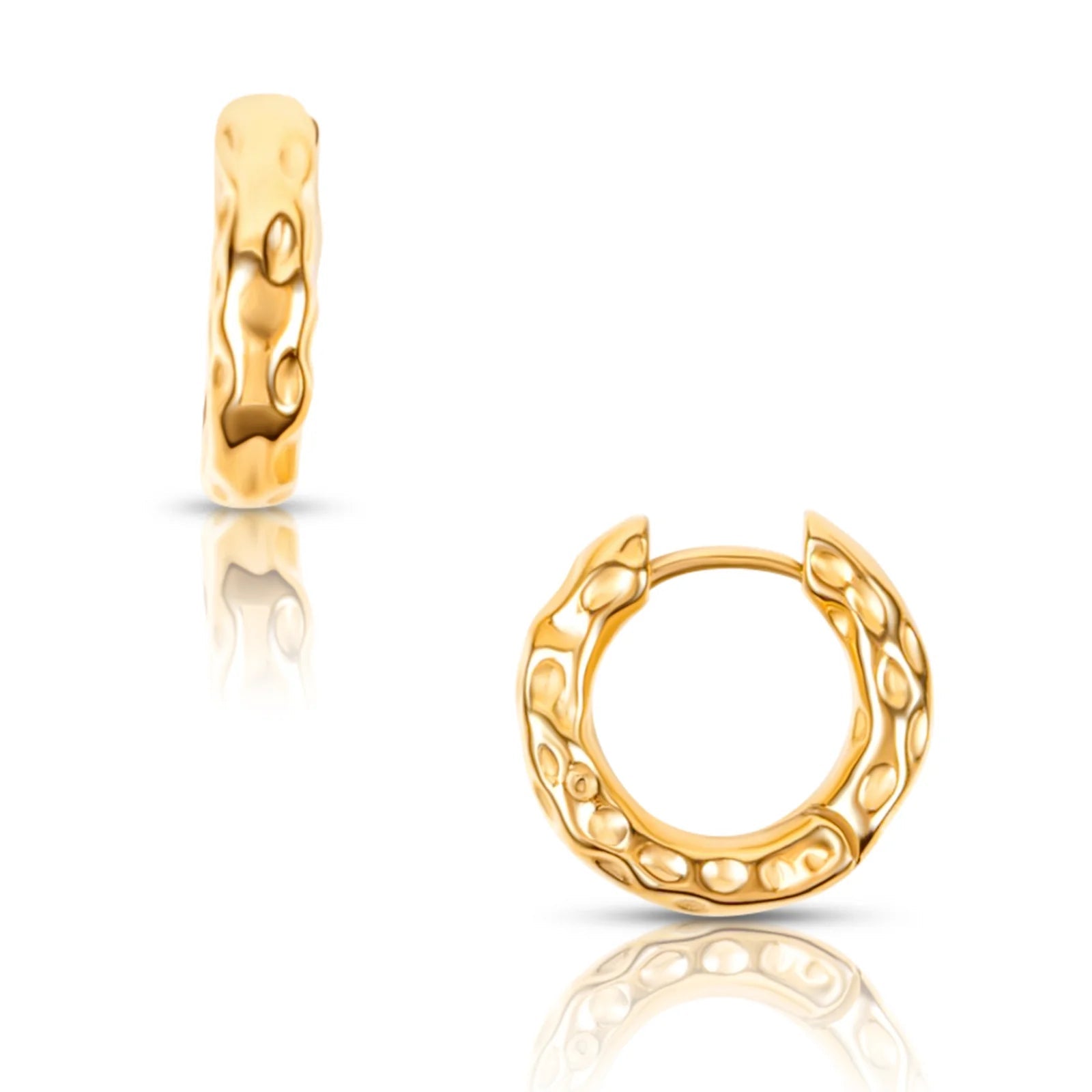 Blakely Hammered Mini Hoop Gold Earring - She Chester