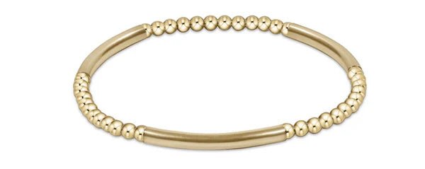 Bliss Bar Gold Pattern 3mm Bead Bracelet - Gold - She Chester