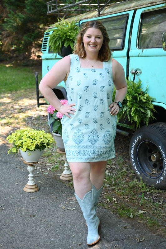Blue Blooms Denim Dress - She Chester