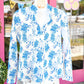 Blue Floral SS UPF Pullover - She Chester