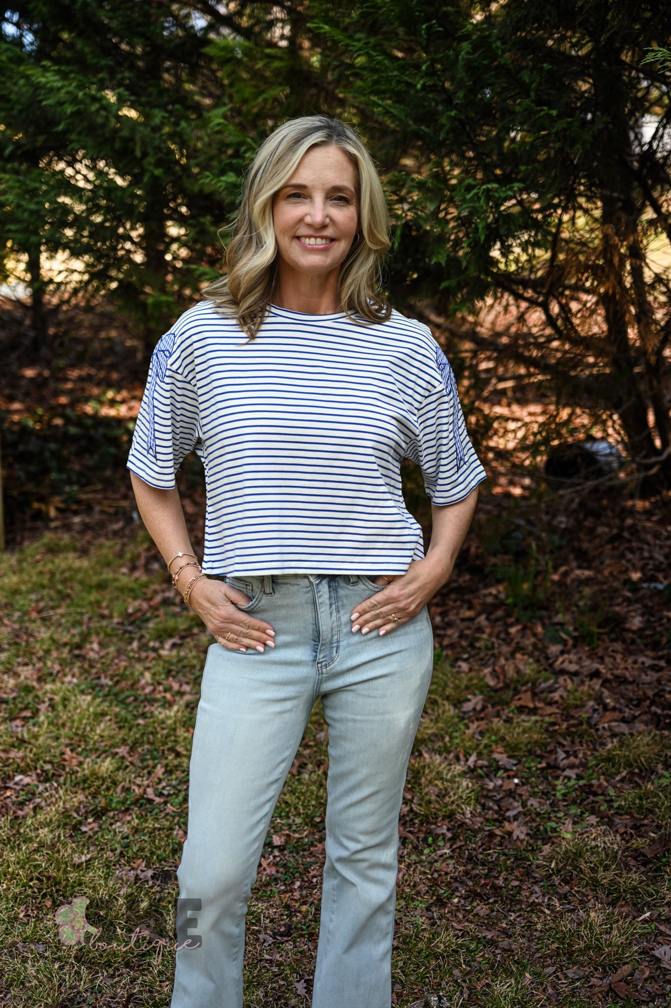 Bluetiful Bows Cropped Top - She Chester