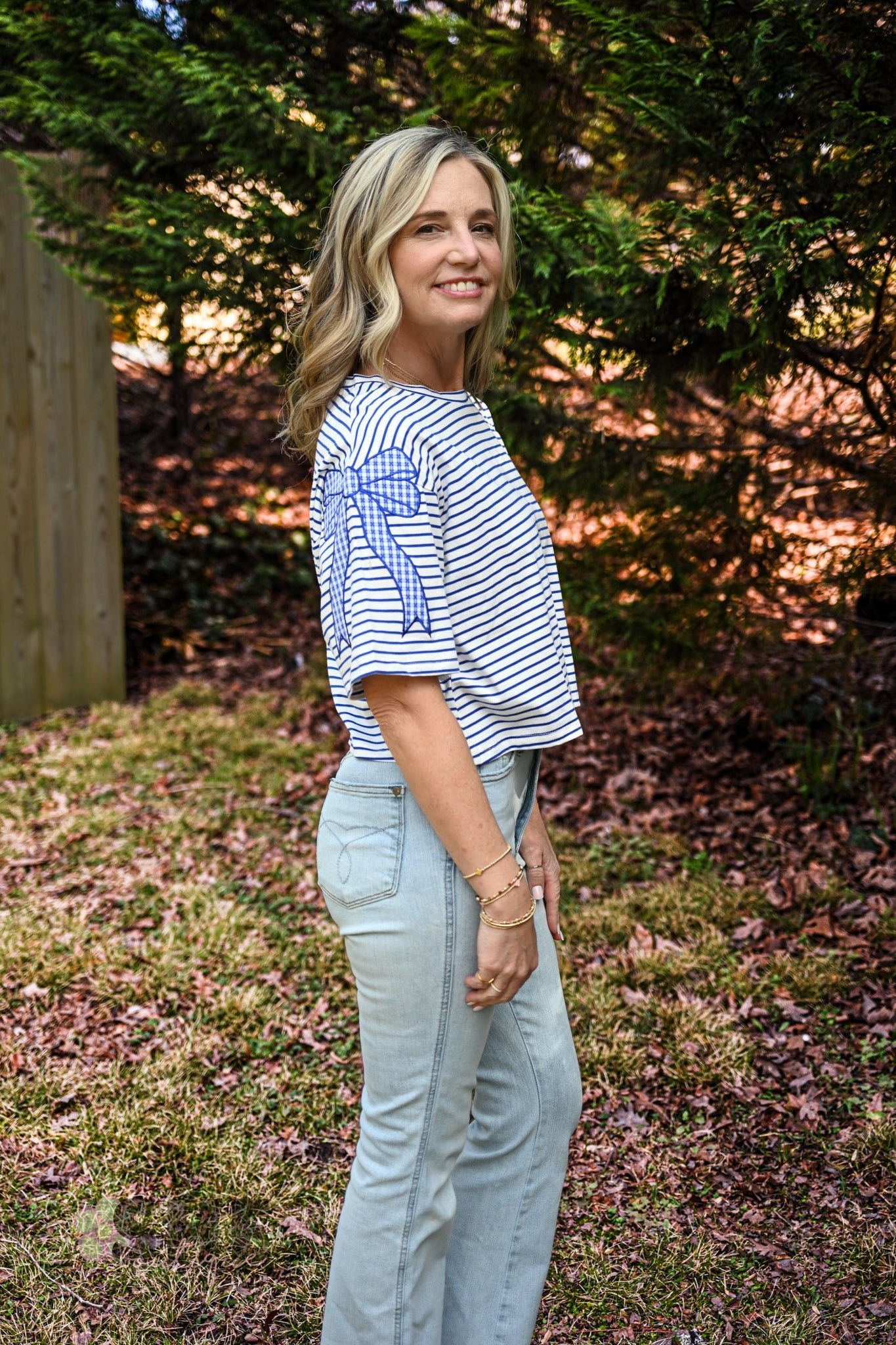 Bluetiful Bows Cropped Top - She Chester