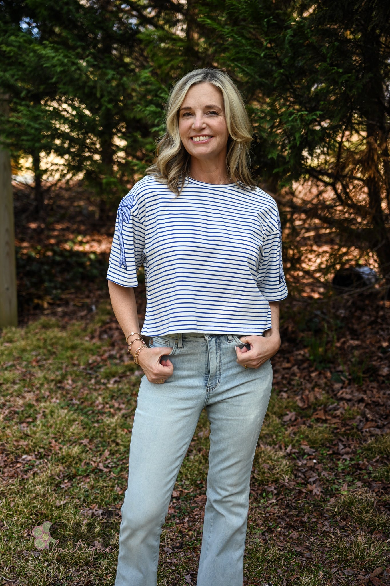 Bluetiful Bows Cropped Top - She Chester