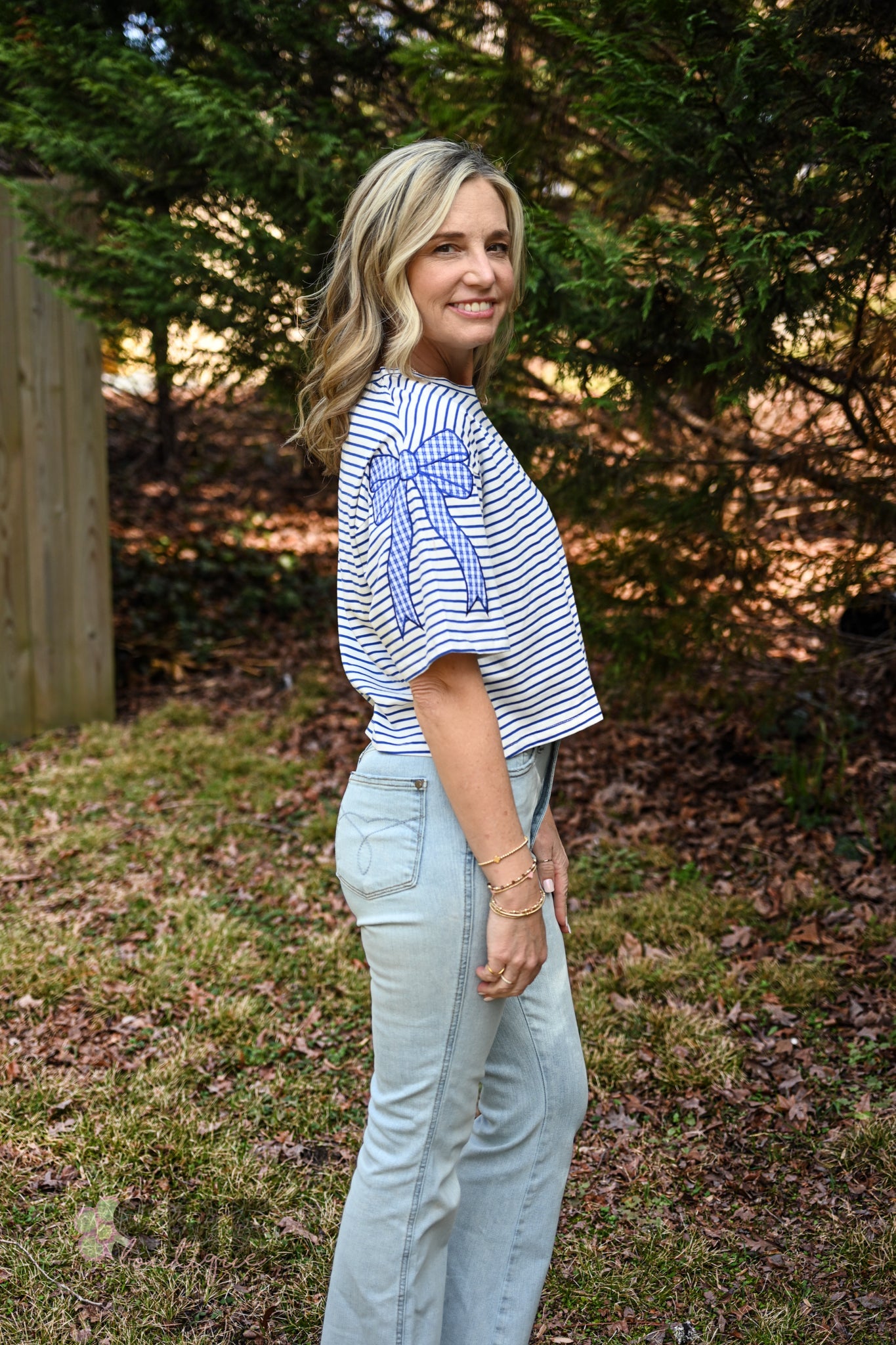 Bluetiful Bows Cropped Top - She Chester
