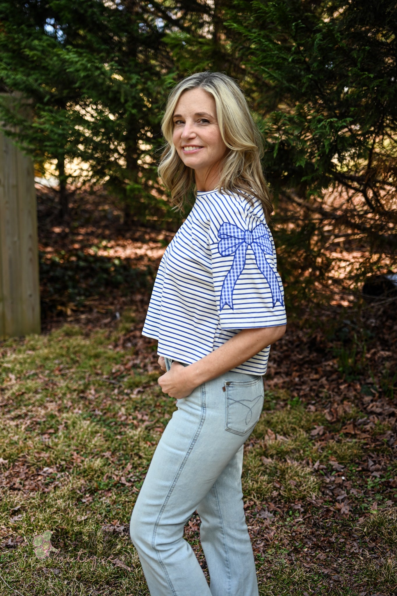 Bluetiful Bows Cropped Top - She Chester