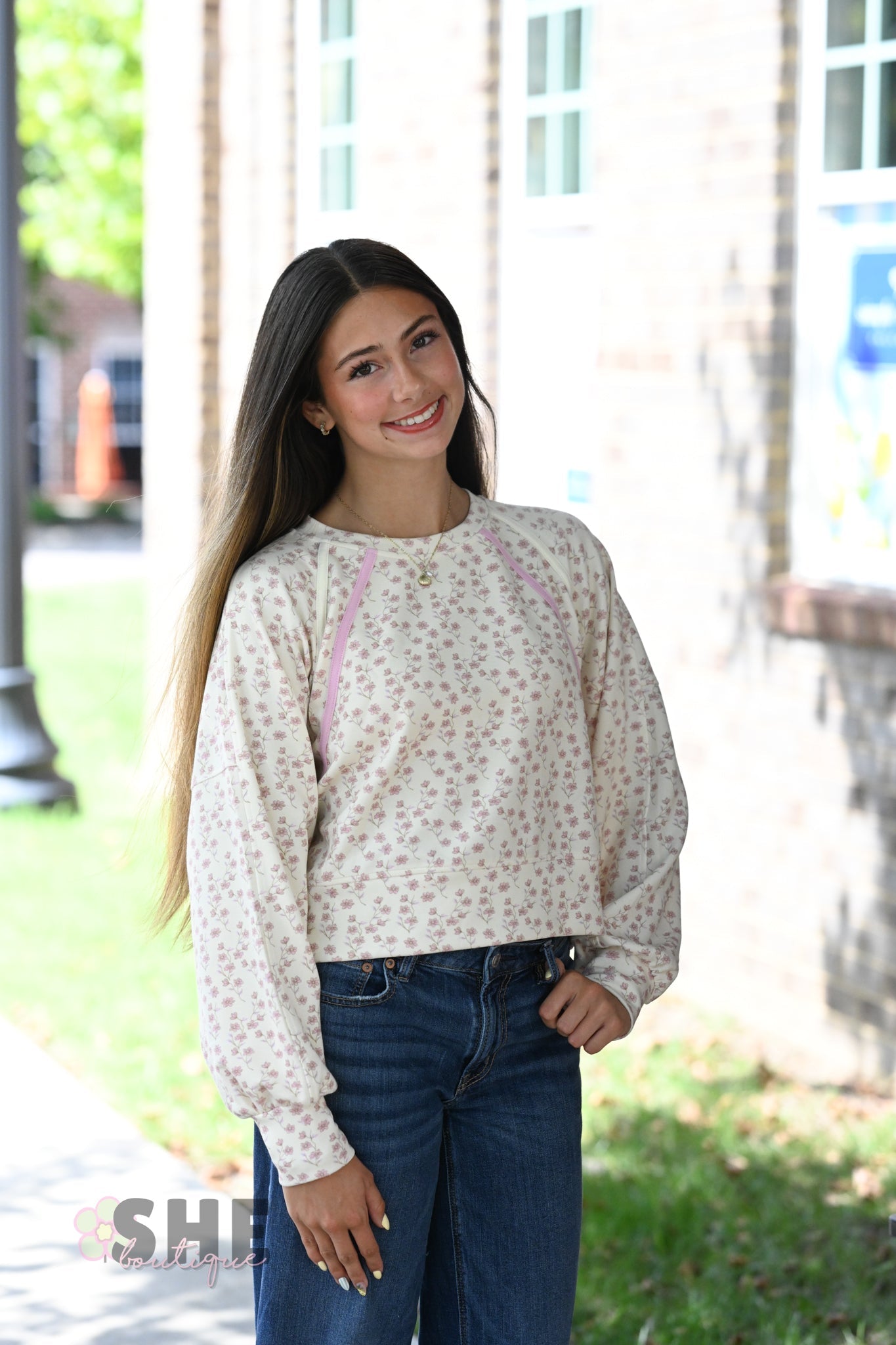 Blush Flower SS Pull Over - She Chester