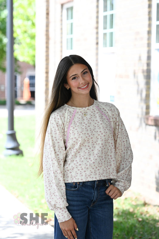 Blush Flower SS Pull Over - She Chester