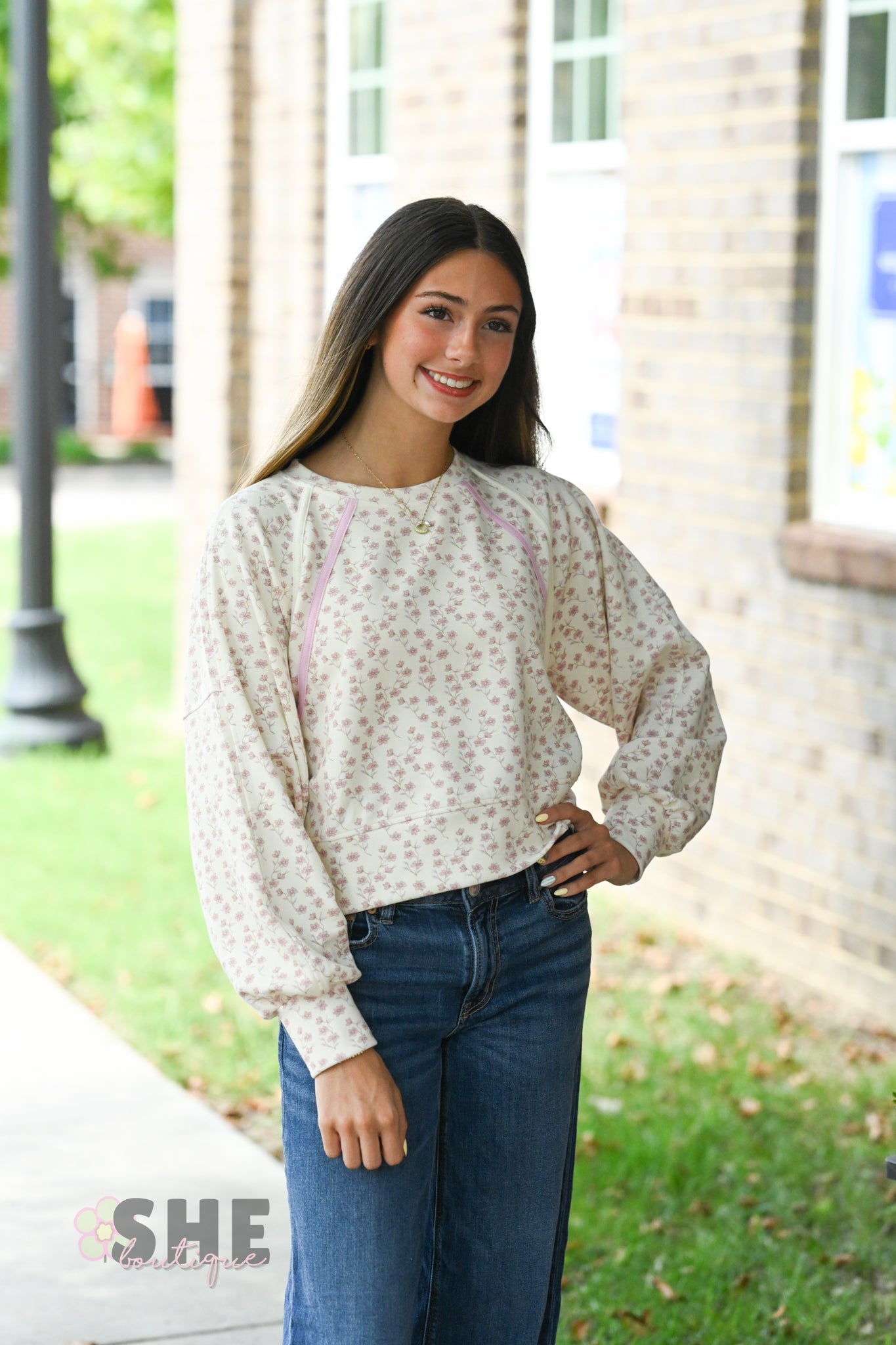 Blush Flower SS Pull Over - She Chester