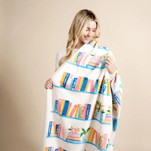 Book Shelfie Snuggle Up Plush Blanket - She Chester