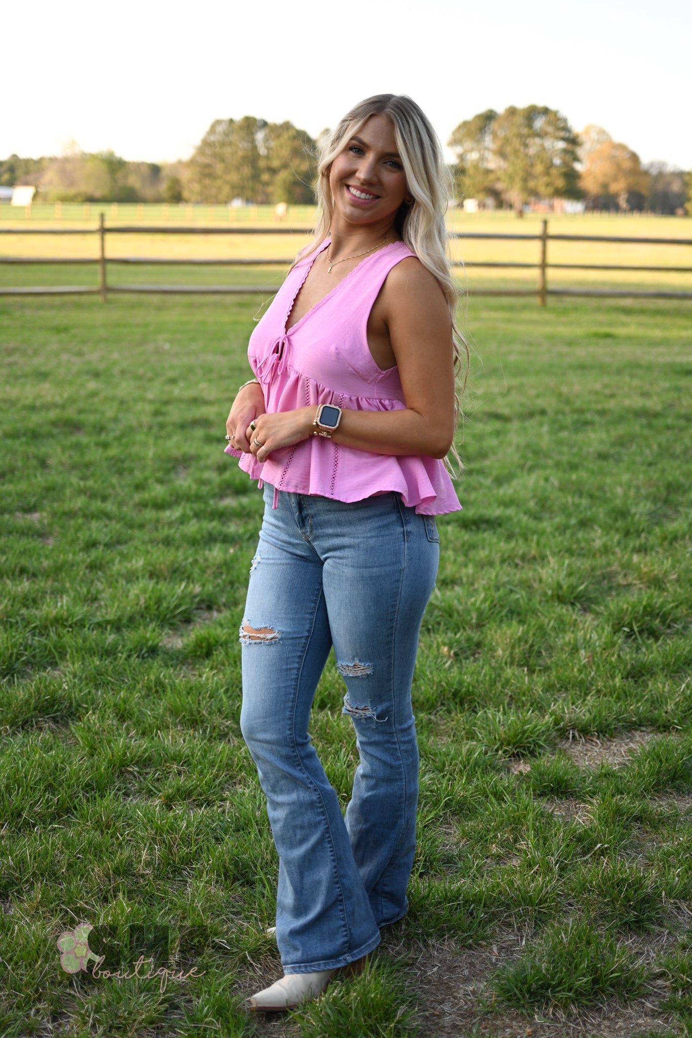 Bright Eyes Pink Tank - She Chester