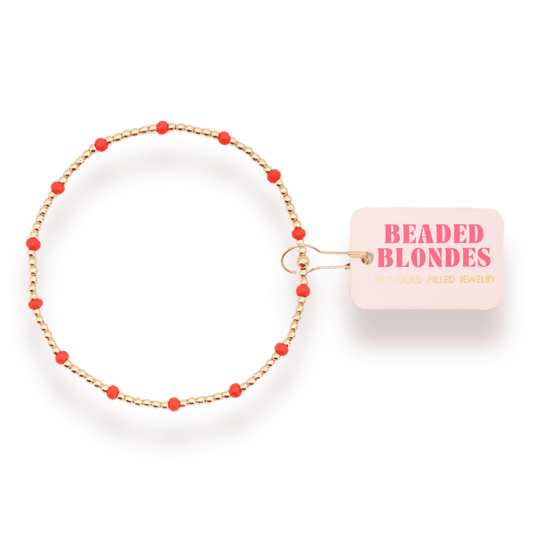 Bright Red Dainty Poppi Bracelet: Standard 6.75 inch - She Chester