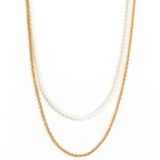 Brisa Double Chain Beaded Necklace Gold - She Chester