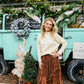 Brown Embellished Lace Hem Skirt - She Chester