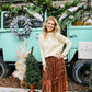 Brown Embellished Lace Hem Skirt - She Chester