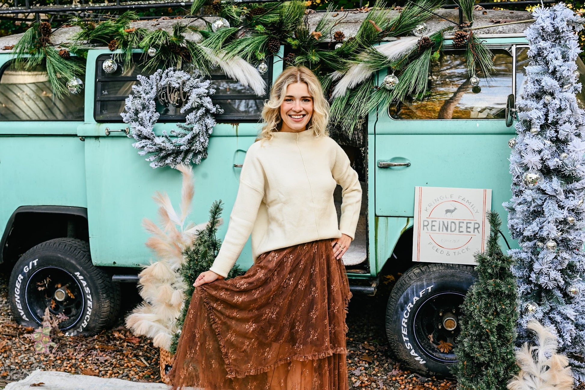 Brown Embellished Lace Hem Skirt - She Chester