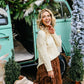 Brown Embellished Lace Hem Skirt - She Chester