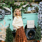 Brown Embellished Lace Hem Skirt - She Chester