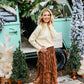 Brown Embellished Lace Hem Skirt - She Chester