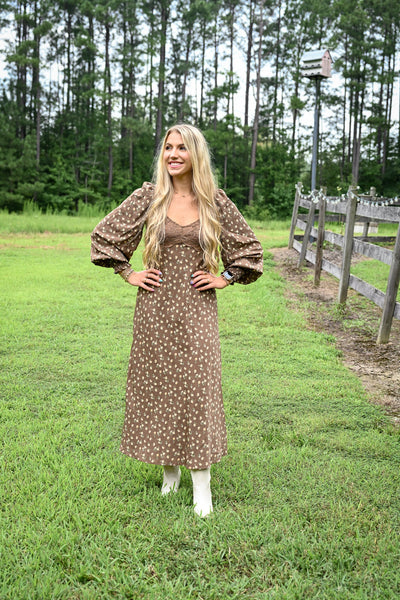 Brown Floral Lace Panel Maxi Dress She Chester Brown Floral Lace Panel Maxi Dress She Chester