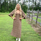 Brown Floral Lace Panel Maxi Dress - She Chester