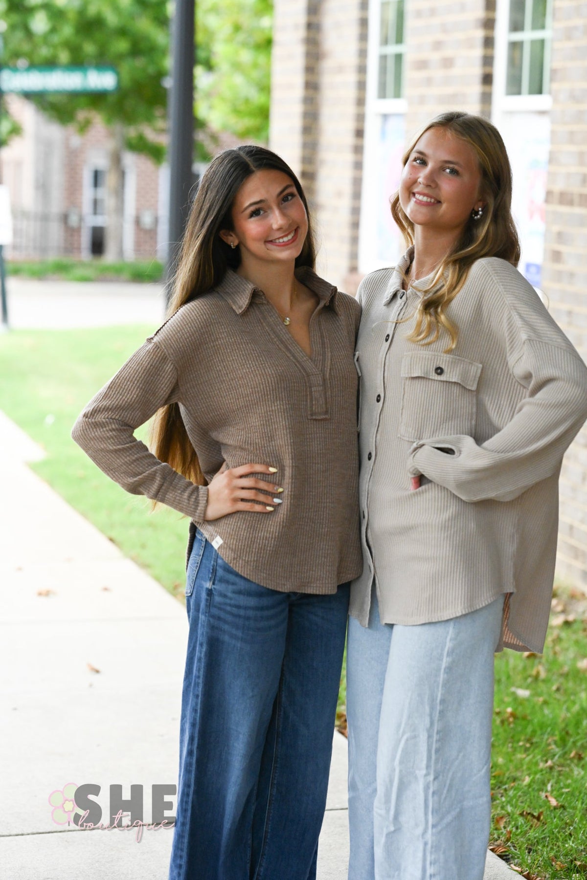 Brown Ribbed Long Sleeve - She Chester