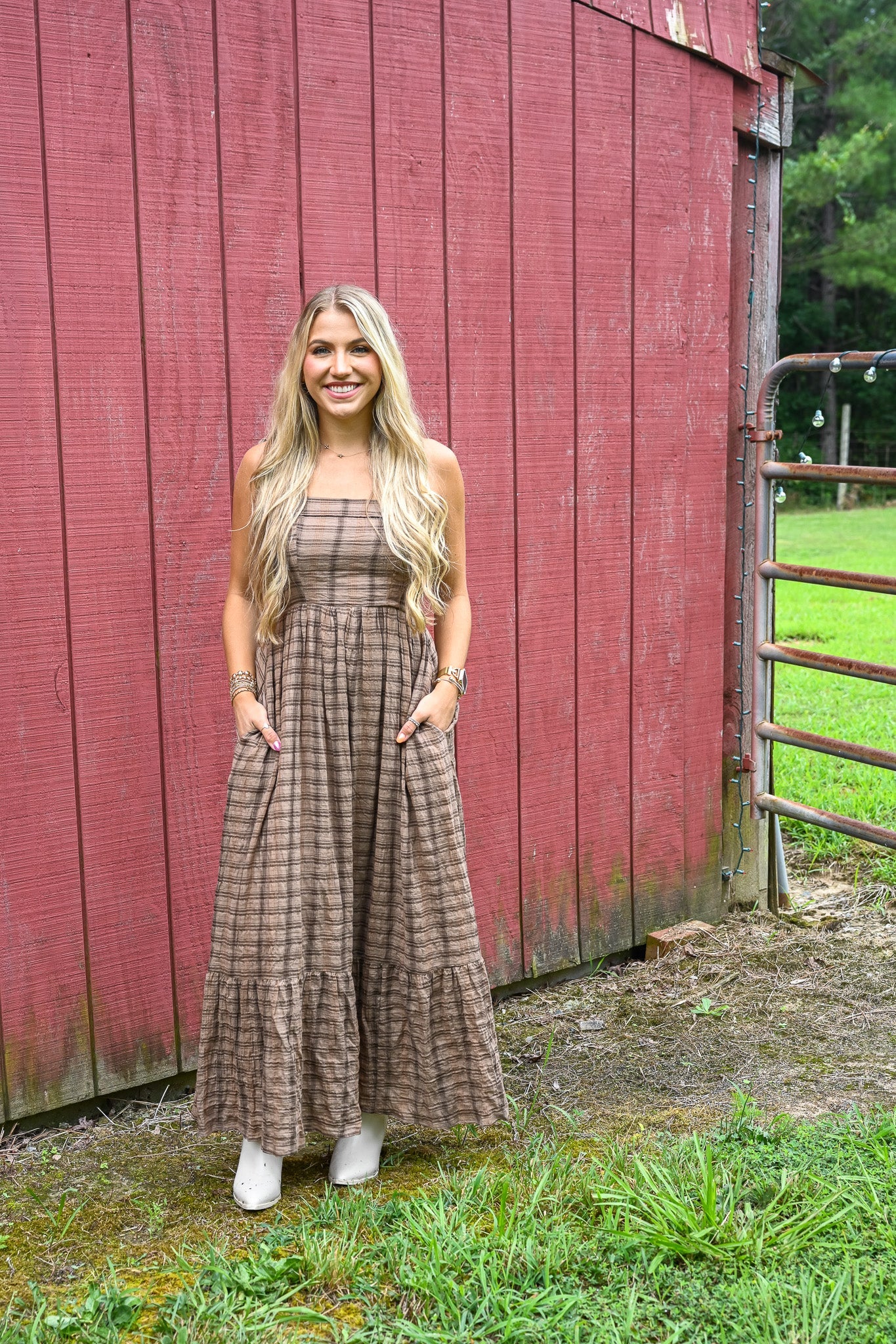 Brownie Tartan Cotton Maxi Dress - She Chester
