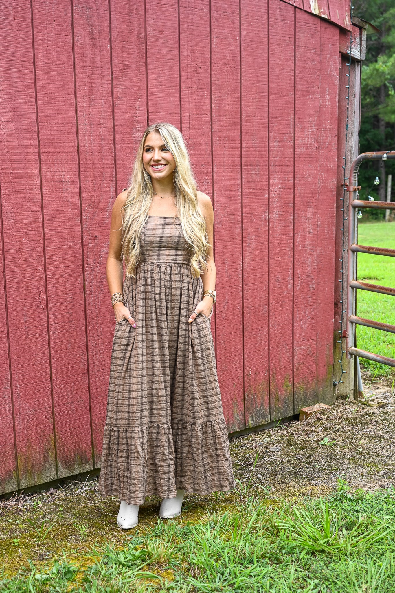 Brownie Tartan Cotton Maxi Dress - She Chester