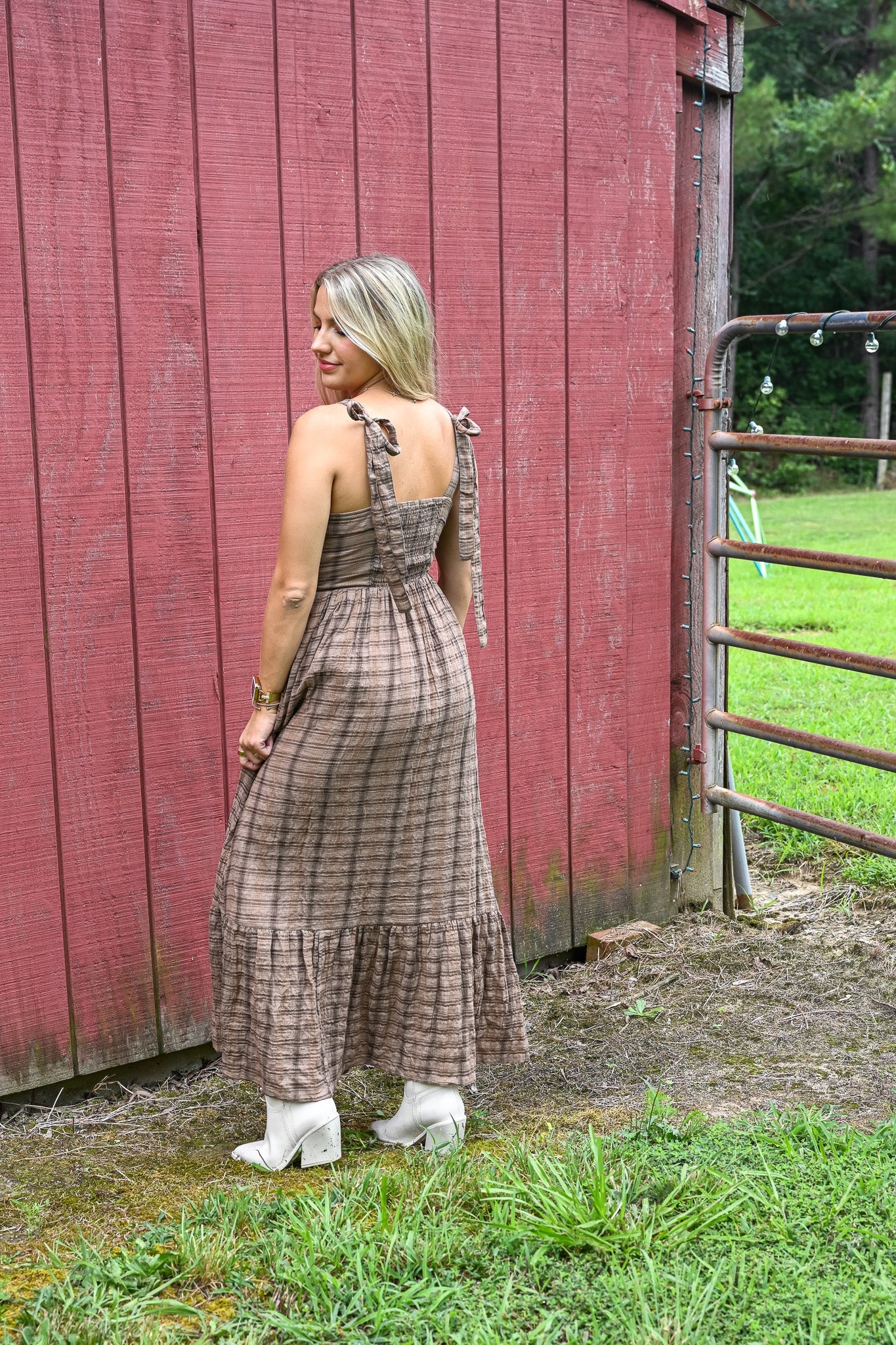 Brownie Tartan Cotton Maxi Dress - She Chester